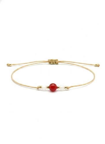 Bransoletka AGAT KARNEOL kamienie 3mm miłość siła odwaga LENREE