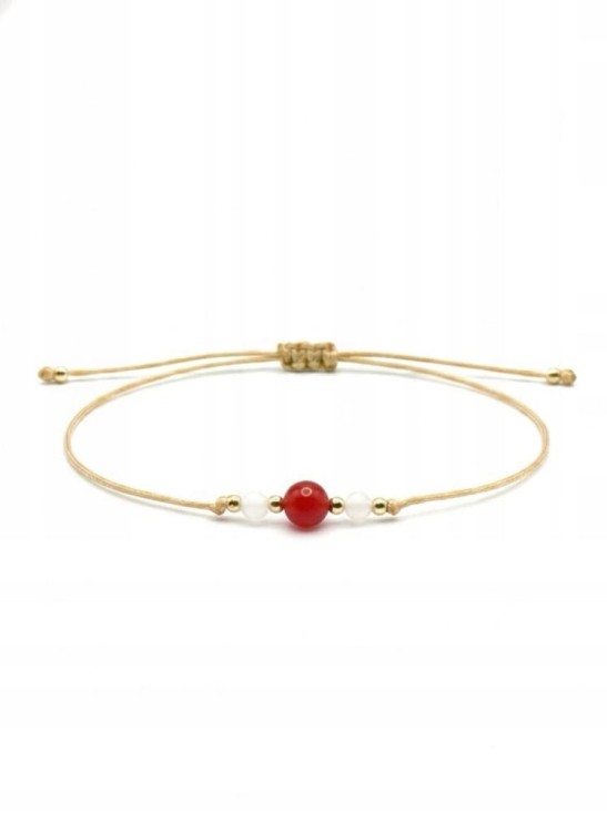 Bransoletka AGAT KARNEOL kamienie 3mm miłość siła odwaga LENREE