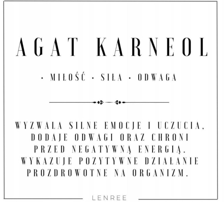 Bransoletka AGAT KARNEOL 3mm fasetowany miłość siła odwaga LENREE