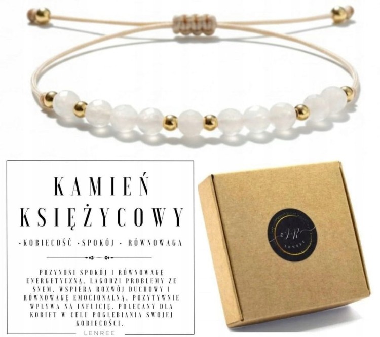 Bransoletka KAMIEŃ KSIĘŻYCOWY 3mm fasetowany kobiecość spokój równowaga