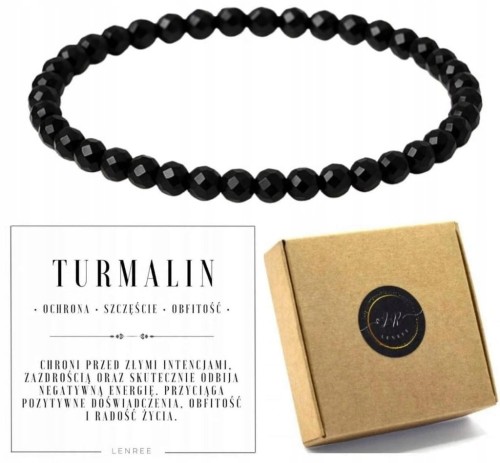 Bransoletka TURMALIN fasetowany 4mm naturalny kamień ochrona szczęście