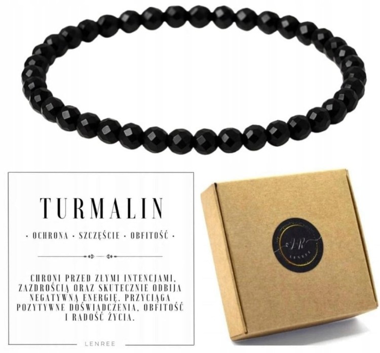 Bransoletka TURMALIN fasetowany 4mm naturalny kamień ochrona szczęście