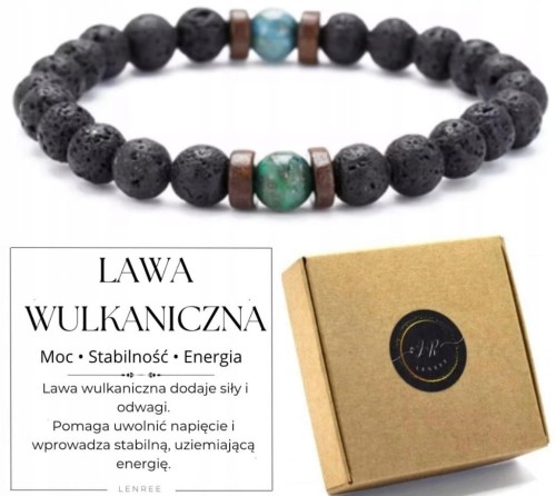 Bransoletka z kamieni naturalnych LAWA WULKANICZNA CHRYZOKOLA LENREE