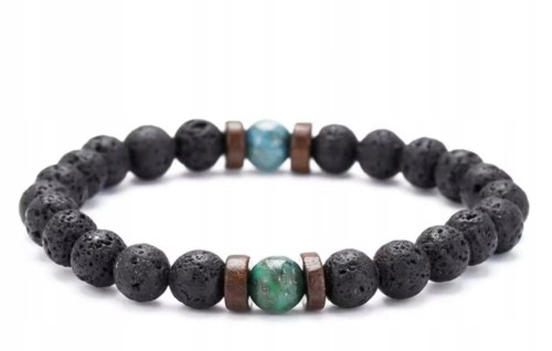 Bransoletka z kamieni naturalnych LAWA WULKANICZNA CHRYZOKOLA LENREE