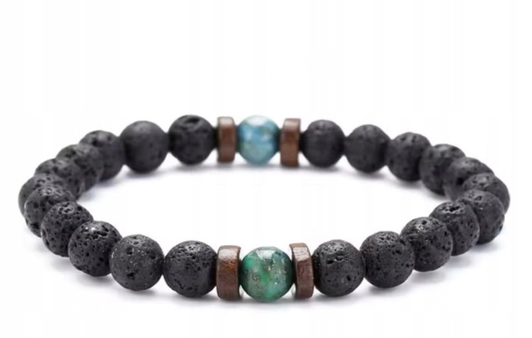 Bransoletka z kamieni naturalnych LAWA WULKANICZNA CHRYZOKOLA LENREE