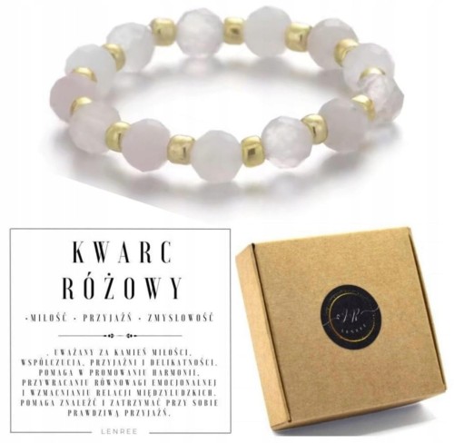 Pierścionek z kamieni naturalnych KWARC RÓŻOWY LENREE