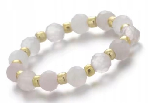 Pierścionek z kamieni naturalnych KWARC RÓŻOWY LENREE