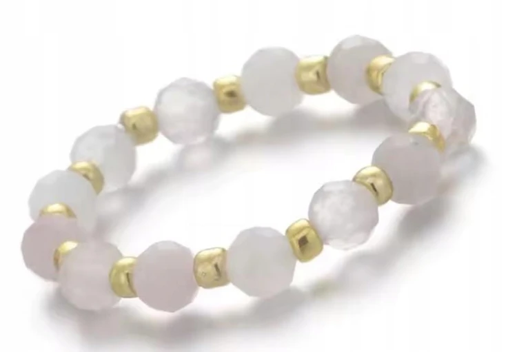 Pierścionek z kamieni naturalnych KWARC RÓŻOWY LENREE