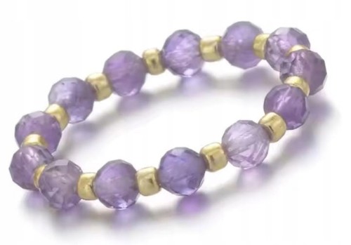 Pierścionek z kamieni naturalnych AMETYST fasetowany LENREE