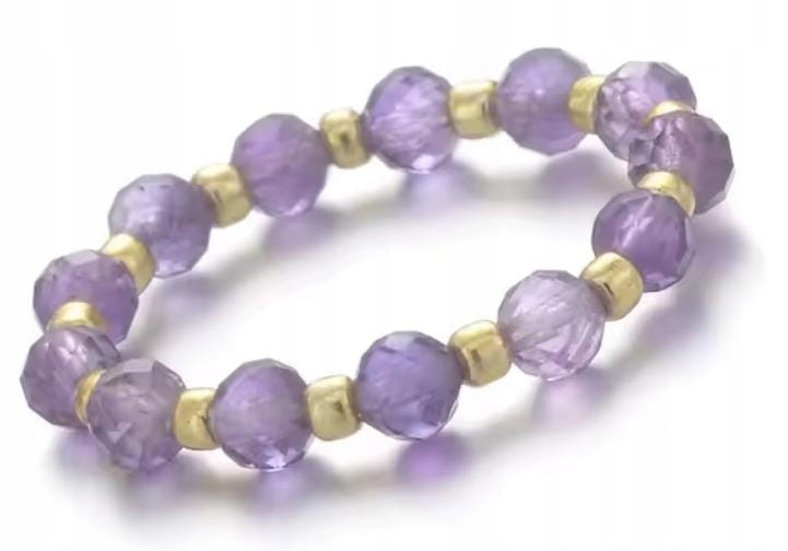 Pierścionek z kamieni naturalnych AMETYST fasetowany LENREE