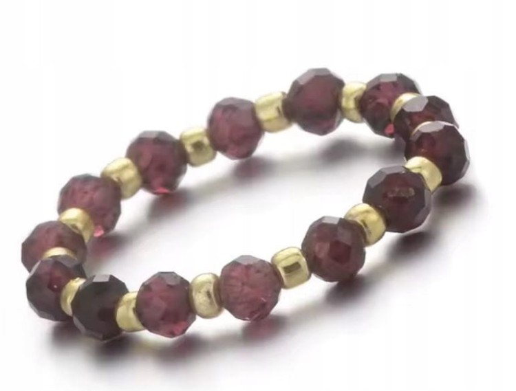 Pierścionek z kamieni naturalnych GRANAT fasetowany LENREE