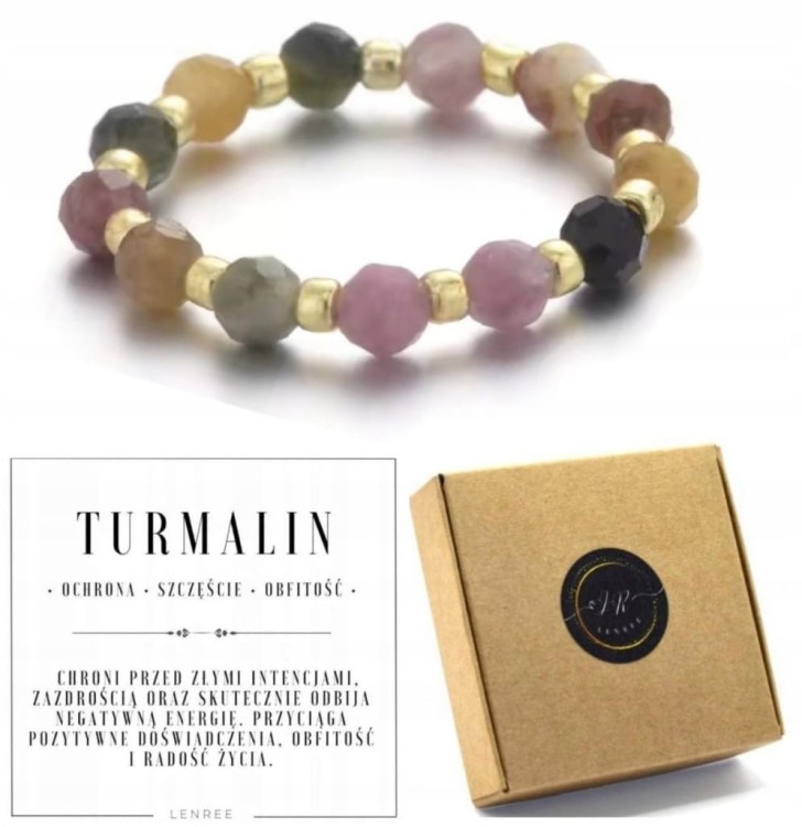 Pierścionek z kamieni naturalnych TURMALIN kolorowy LENREE