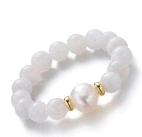 Pierścionek z kamieni naturalnych KAMIEŃ KSIĘŻYCOWY perła LENREE