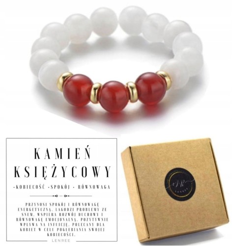 Pierścionek z kamieni naturalnych KAMIEŃ KSIĘŻYCOWY KARNEOL LENREE