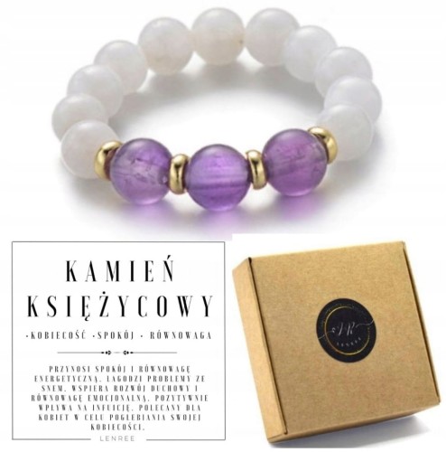 Pierścionek z kamieni naturalnych AMETYST KAMIEŃN KSIĘŻYCOWY LENREE