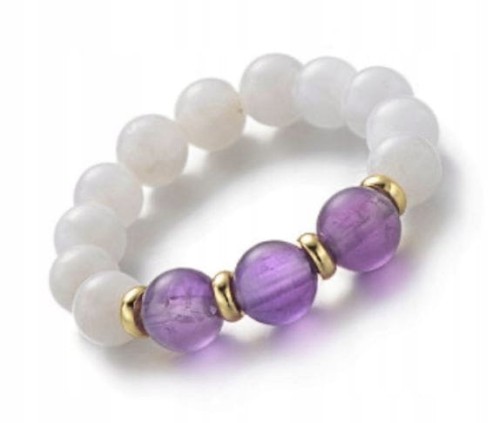 Pierścionek z kamieni naturalnych AMETYST KAMIEŃN KSIĘŻYCOWY LENREE