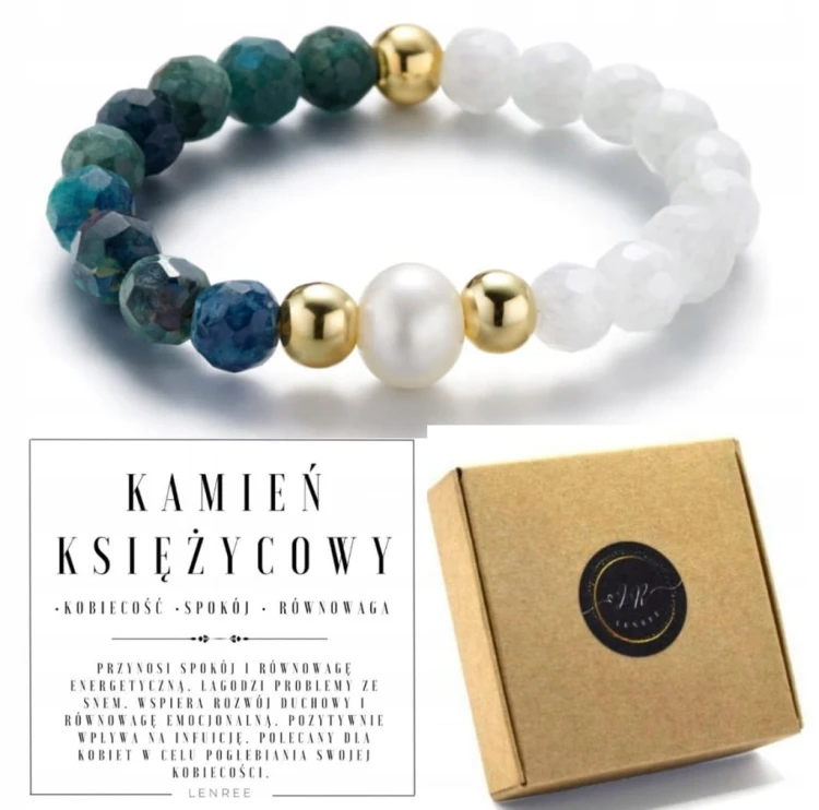 Pierścionek z kamieni naturalnych KAMIEŃ KSIĘŻYCOWY CHRYZOKOLA LENREE