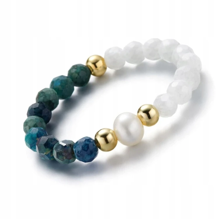 Pierścionek z kamieni naturalnych KAMIEŃ KSIĘŻYCOWY CHRYZOKOLA LENREE