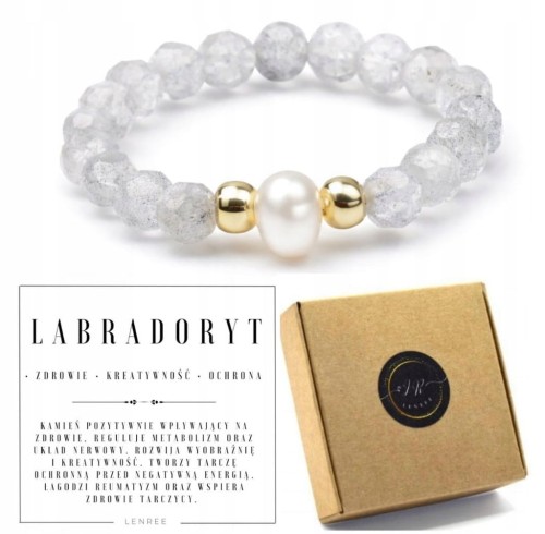 Pierścionek z kamieni naturalnych LABRADORYT perła damski LENREE