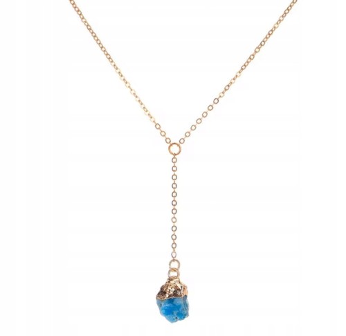 Naszyjnik APATYT naturalny kamień surowy damski złoty prezent LENREE