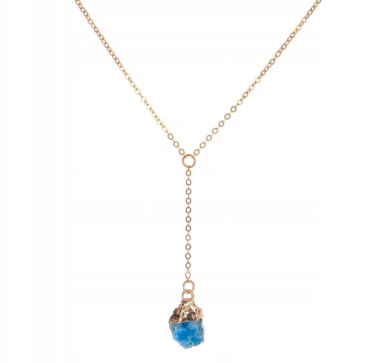 Naszyjnik APATYT naturalny kamień surowy damski złoty prezent LENREE