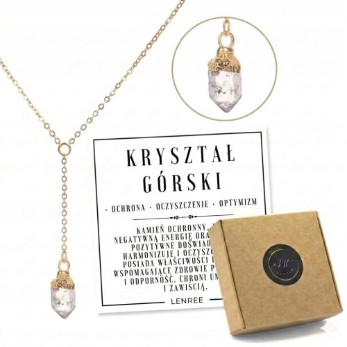 Naszyjnik KRYSZTAŁ GÓRSKI naturalny kamień surowy damski złoty LENREE