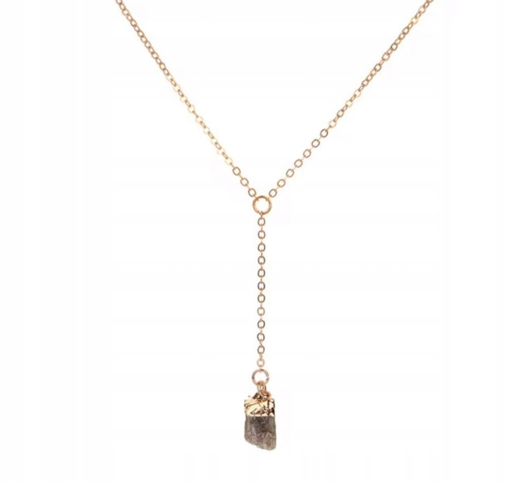 Naszyjnik LABRADORYT naturalny kamień surowy damski złoty LENREE