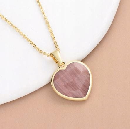 Naszyjnik KAMIEŃ SŁONEZNY serce damski złoty naturalny prezent LENREE