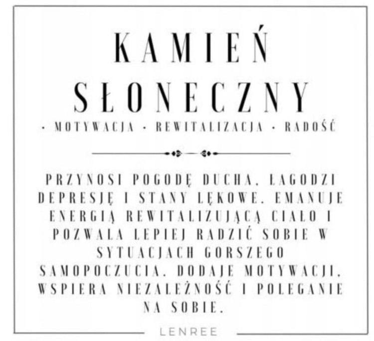 Naszyjnik KAMIEŃ SŁONEZNY serce damski złoty naturalny prezent LENREE