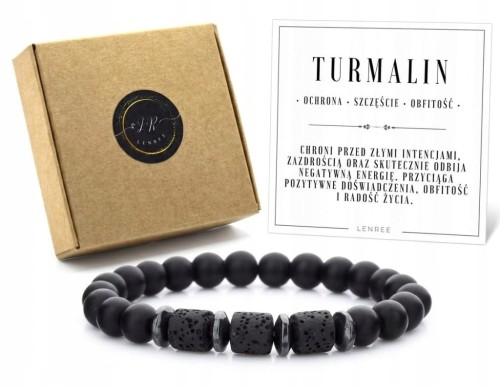 Bransoletka z kamieni naturalnych TURMALIN LAWA WULKANICZNA LENREE