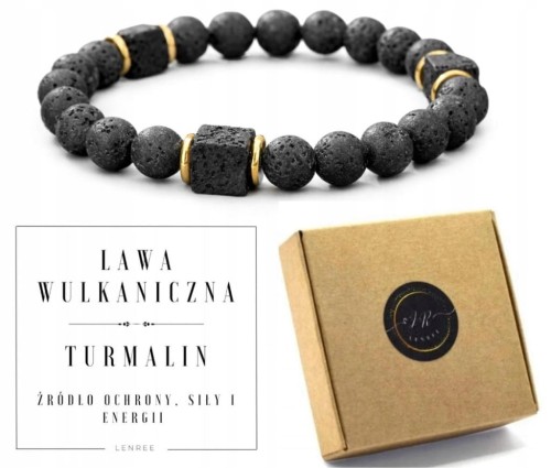 Bransoletka z kamieni naturalnych LAWA WULKANICZNA TURMALIN LENREE
