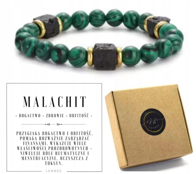 Bransoletka z kamieni MALACHIT TURMALIN LENREE