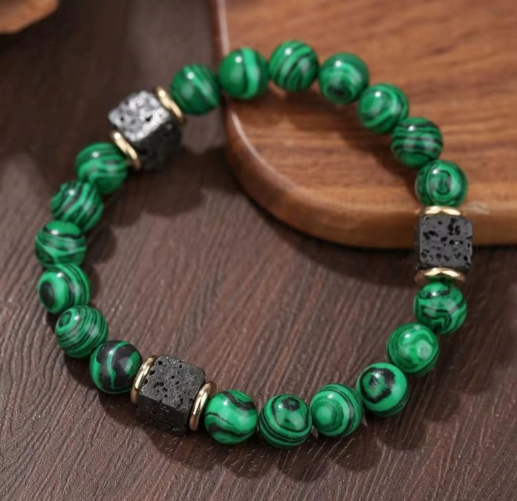 Bransoletka z kamieni MALACHIT TURMALIN LENREE