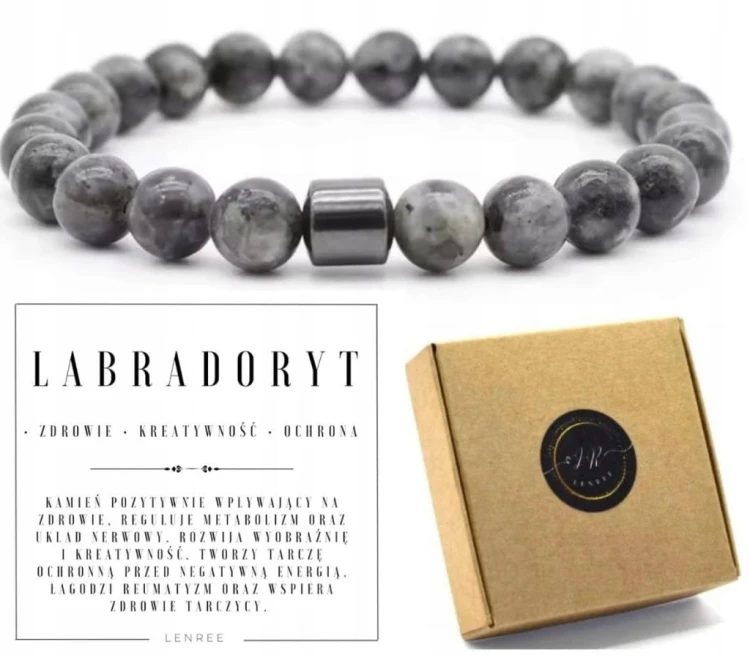Bransoletka z kamieni naturalnych LABRADORYT męska damska LENREE
