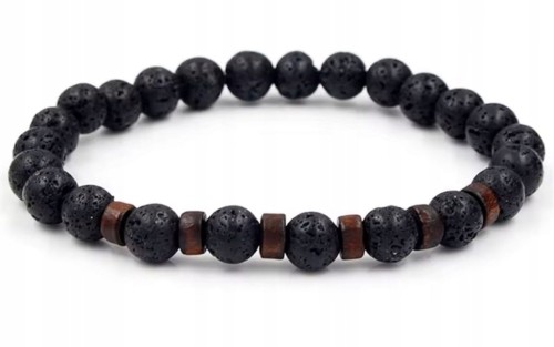 Bransoletka z kamieni naturalnych LAWA WULKANICZNA 8mm męska LENREE
