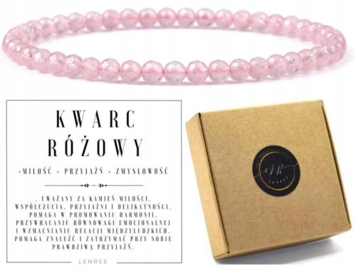 Bransoletka z kamieni naturalnych KWARC RÓŻOWY fasetowany 4mm LENREE