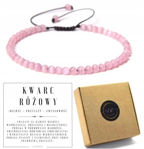 Bransoletka z kamieni naturalnych KWARC RÓŻÓWY LENREE