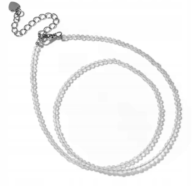 Naszyjnik z kamieni KRYSZTAŁ GÓRSKI fasetowany elegancki LENREE