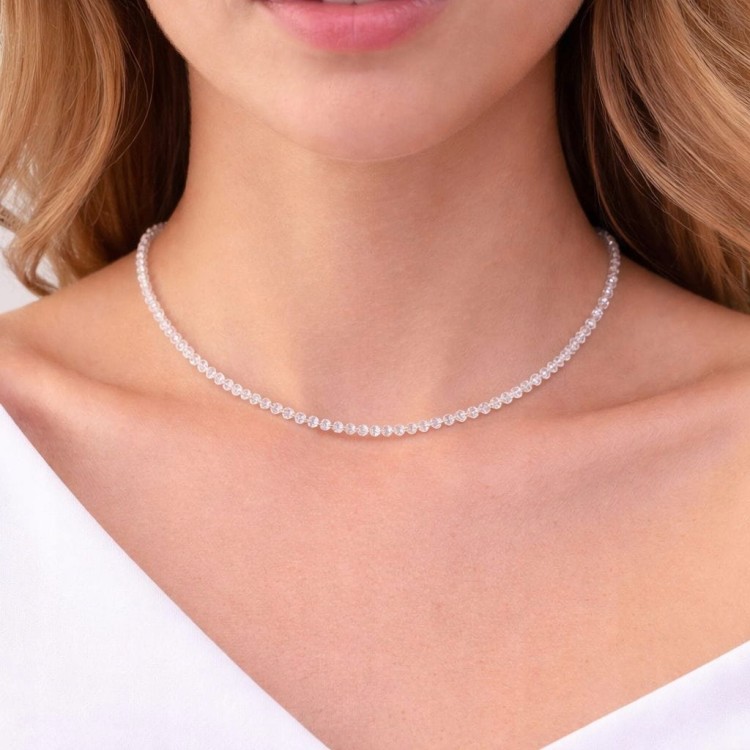 Naszyjnik z kamieni KRYSZTAŁ GÓRSKI fasetowany elegancki LENREE