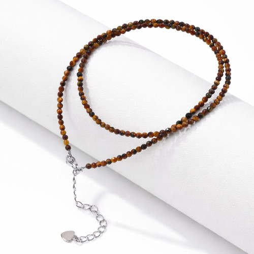 Naszyjnik z kamieni TYGRYSIE OKO fasetowany elegancki LENREE