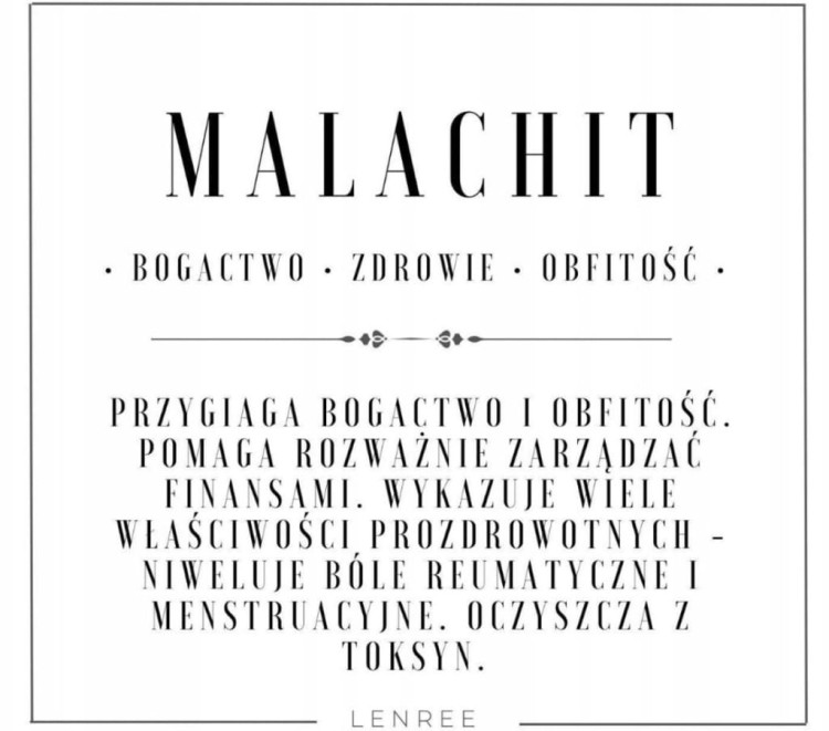 Naszyjnik z kamieni MALACHIT fasetowany elegancki zielony LENREE