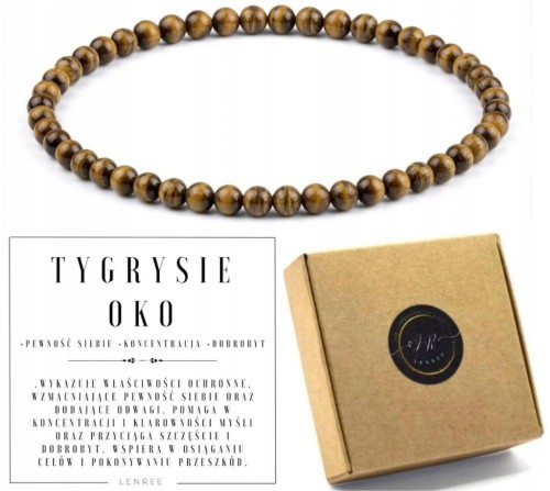 Bransoletka z kamieni TYGRYSIE OKO 4mm pewność koncentracja LENREE