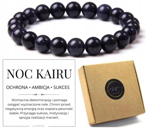 Bransoletka z kamieni NOC KAIRU 8mm ochrona sukces energia LENREE