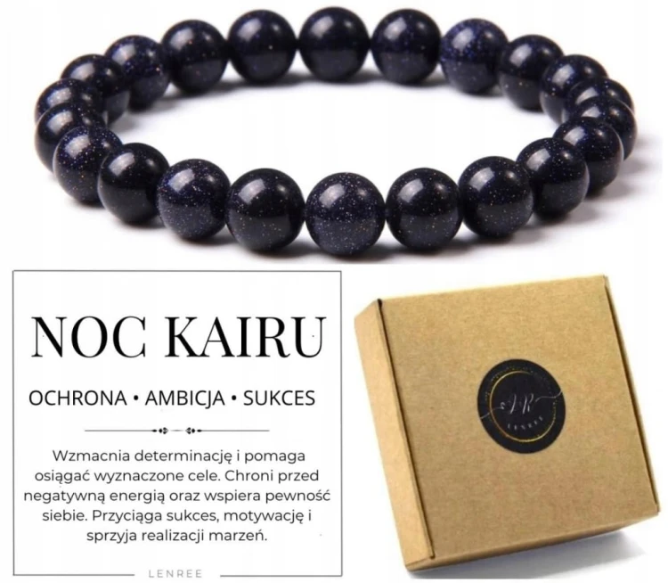 Bransoletka z kamieni NOC KAIRU 8mm ochrona sukces energia LENREE