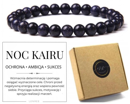 Bransoletka z kamieni NOC KAIRU 6mm ochrona sukces energia LENREE