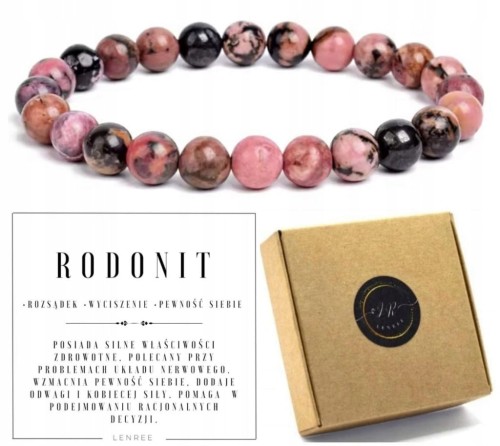 Bransoletka z kamieni RODONIT 6mm równowaga spokój pewność LENREE