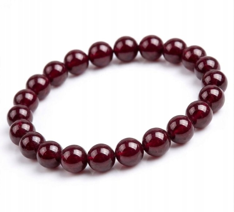 Bransoletka z kamieni GRANAT 8mm naturalny elegancka LENREE