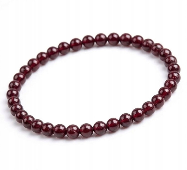 Bransoletka z kamieni GRANAT 4mm naturalny delikatna LENREE