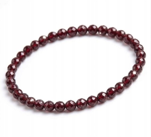 Bransoletka z kamieni GRANAT 4mm fasetowany elegancka LENREE