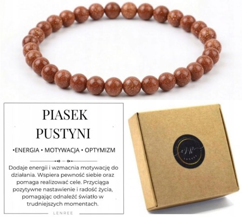 Bransoletka z kamieni PIASEK PUSTYNI 6mm energia motywacja LENREE